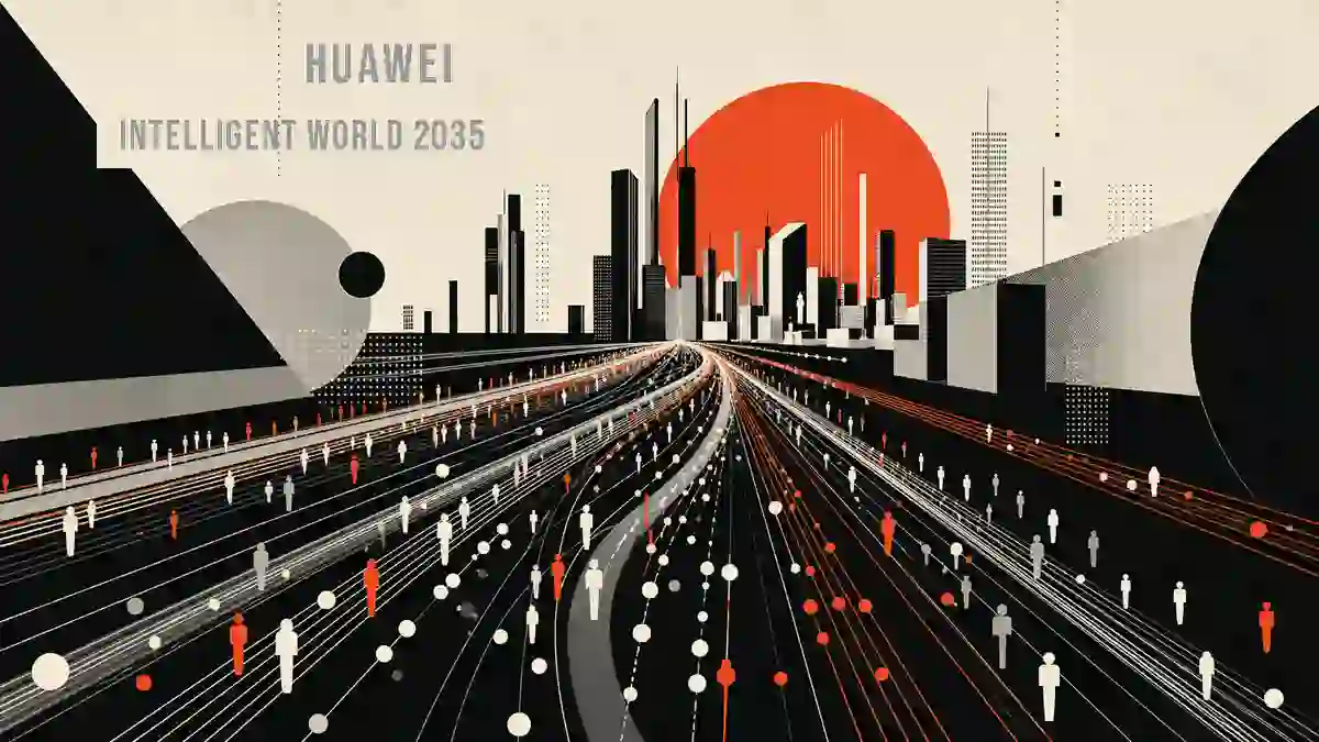 A sweeping visualization of glowing data pathways converging on a stylized futuristic cityscape, with countless small light-agents flowing along the connections toward the horizon.