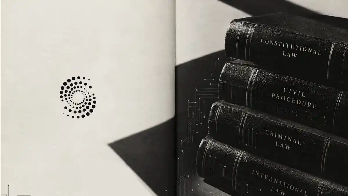 A stack of four leather-bound law books titled Constitutional Law, Civil Procedure, Criminal Law, and International Law alongside the Thomson Reuters logo.
